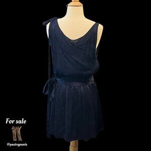 Alice + Olivia navy silk layered crepe dress sz S Intermix